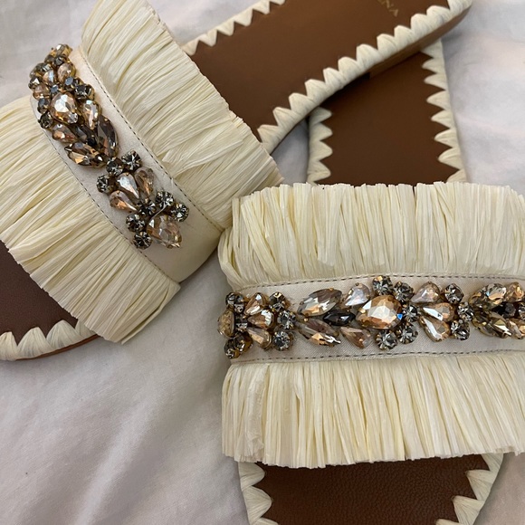 De Siena for Anthropologie Bejeweled Ivory Slides - Picture 4 of 8
